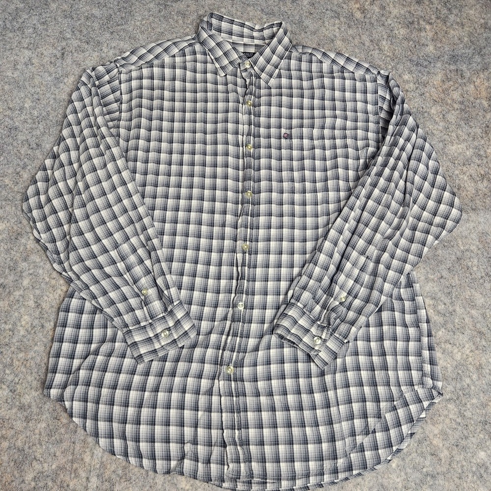 Polo Jeans Co Ralph Lauren Flannel Shirt VTG Y2K Men XL Black White Plaid Preppy